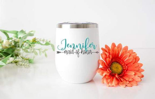 Personalized Maid of Honor Design 12oz Stainless Steel Wine Tumbler