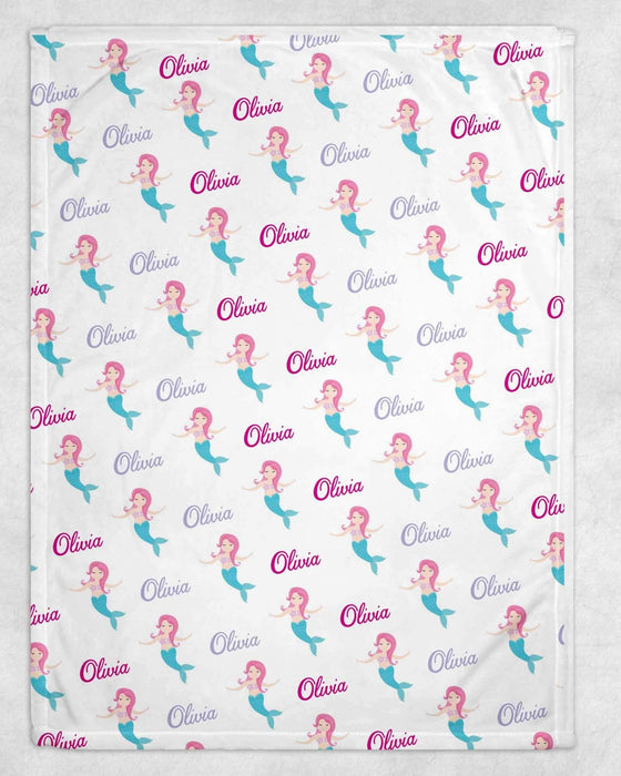 Personalized Mermaid Design Soft Micro Fleece Blanket
