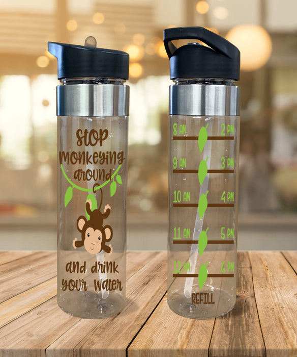 Stop Monkeying Around Design Plastic Water Bottle