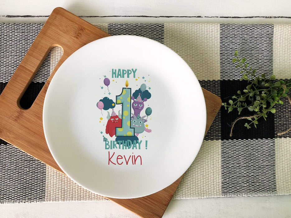 1st Birthday Monster Design Ceramic Plate