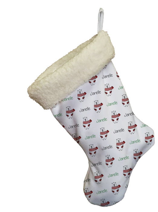 Personalized Polar Bear Design Christmas Stocking