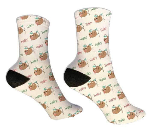 Personalized Sloth Christmas Design Socks