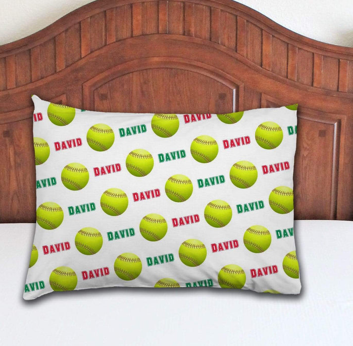 Personalized Softball Design Microfiber Pillowcase 