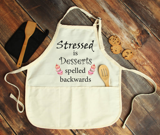 Stressed is Dessert Spelled Backwards Personalized Apron - Potter's Printing