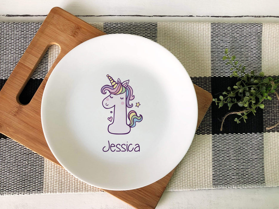 1st Birthday Unicorn Design Ceramic Plate