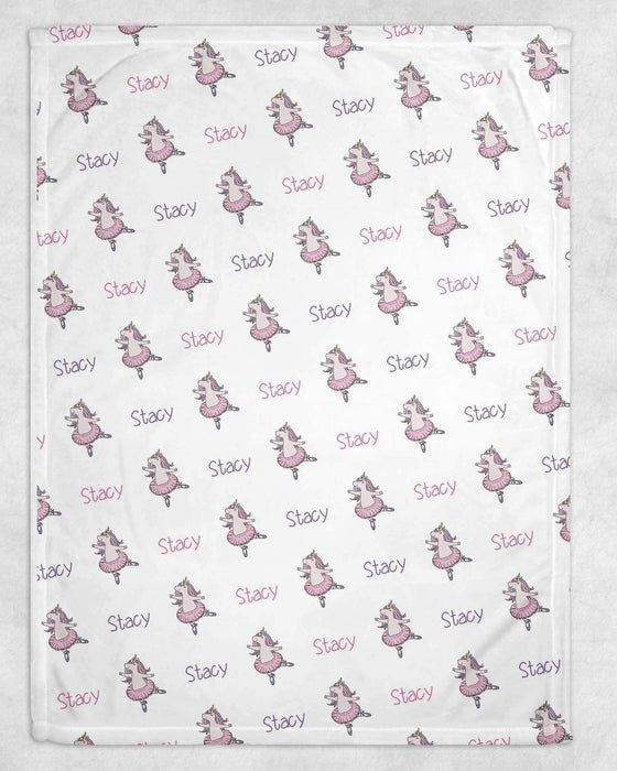 Personalized Unicorn Ballet Design Soft Micro Fleece Blanket