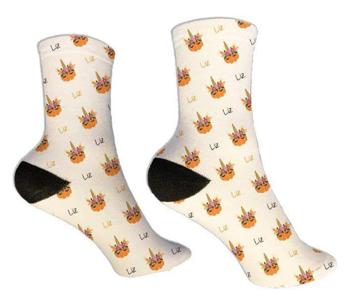 Personalized Unicorn Pumpkin Design Socks