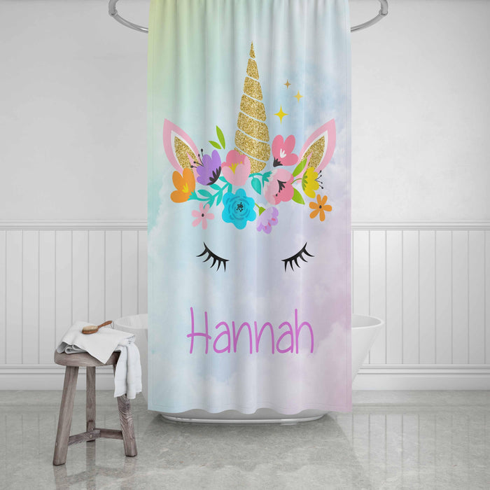 Personalized Unicorn Design Shower Curtain