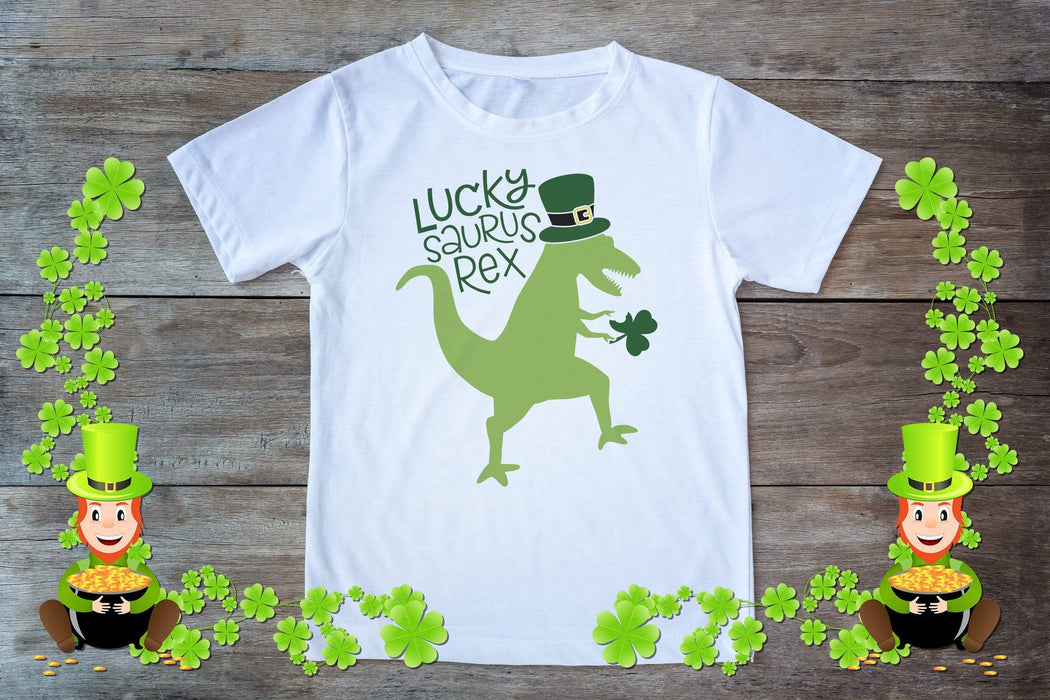 St. Patrick's Day Lucky Dinosaur Design Youth Graphic T-Shirt