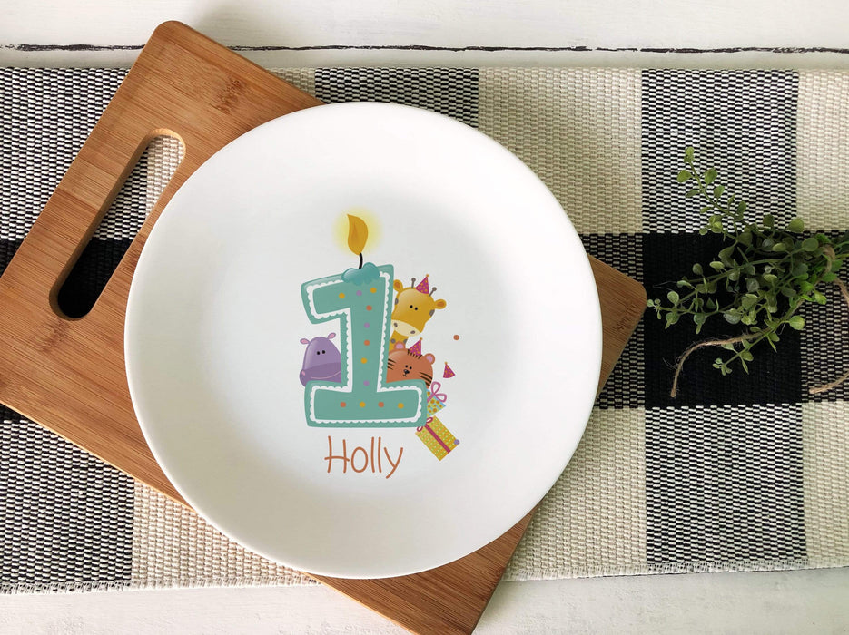 1st Birthday Zoo Design Ceramic Plate